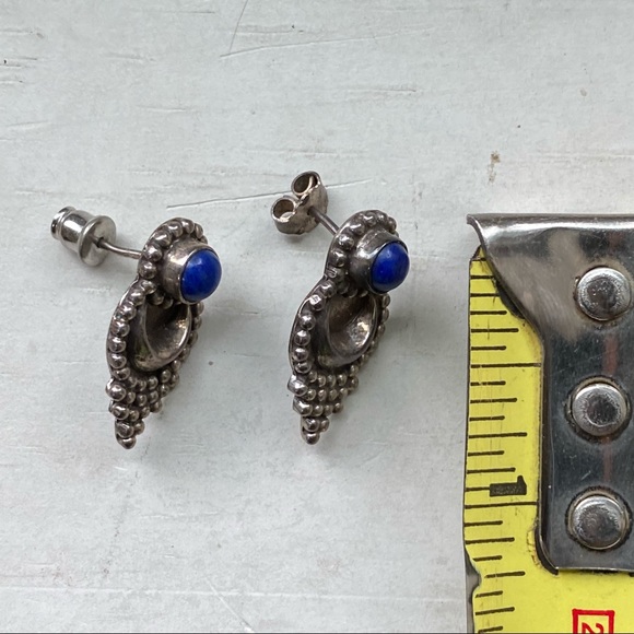 Vintage lapis sterling earrings - Picture 4 of 6
